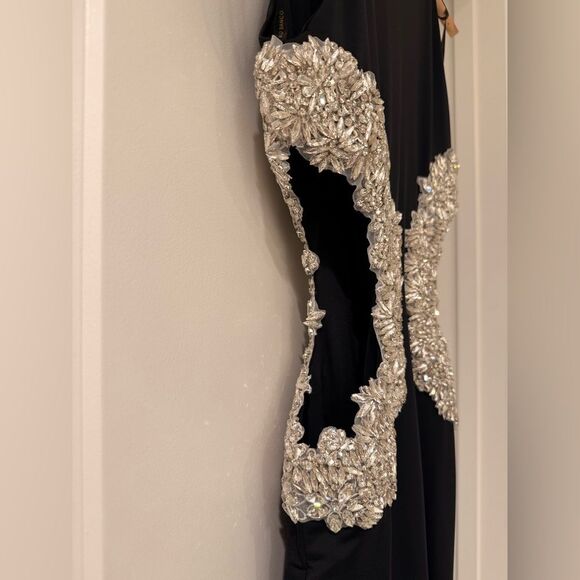 NWOT BRONX AND BANCO Camila Black Rhinestone Cutout Gown - Picture 11 of 16
